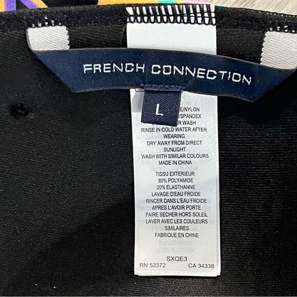 NEW French Connection Multicolor Printed Triangle Padded Bikini Top Size Large - Picture 4 of 5